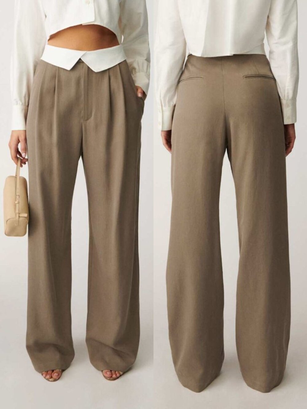 NWT Reformation Stevie Pant Mushroom Brown 2 Preppy Chic